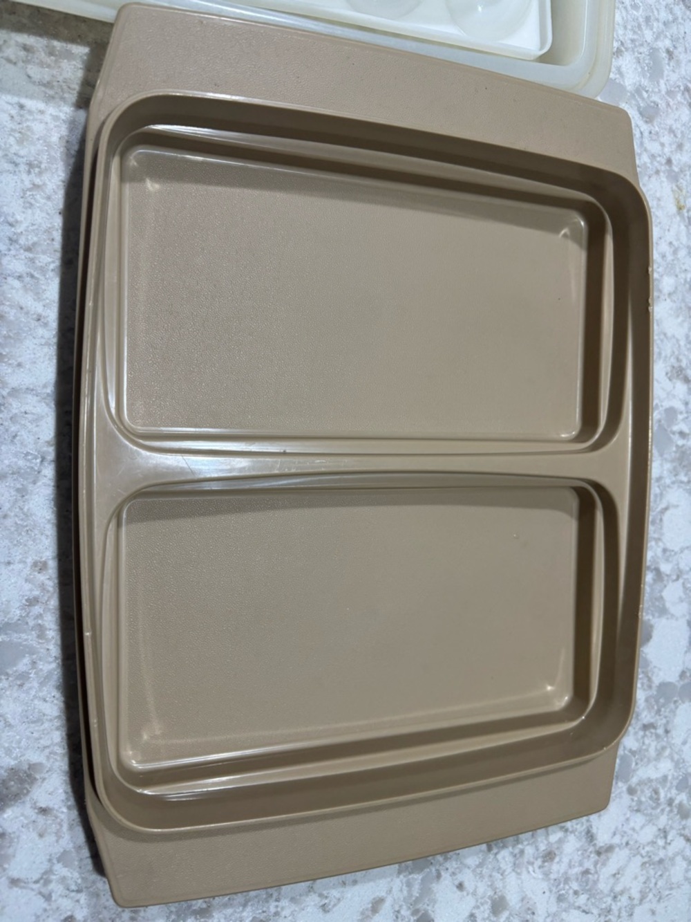 Tupperware deviled egg carrier with Beige Base Rectangular Container - Picture 3 of 4